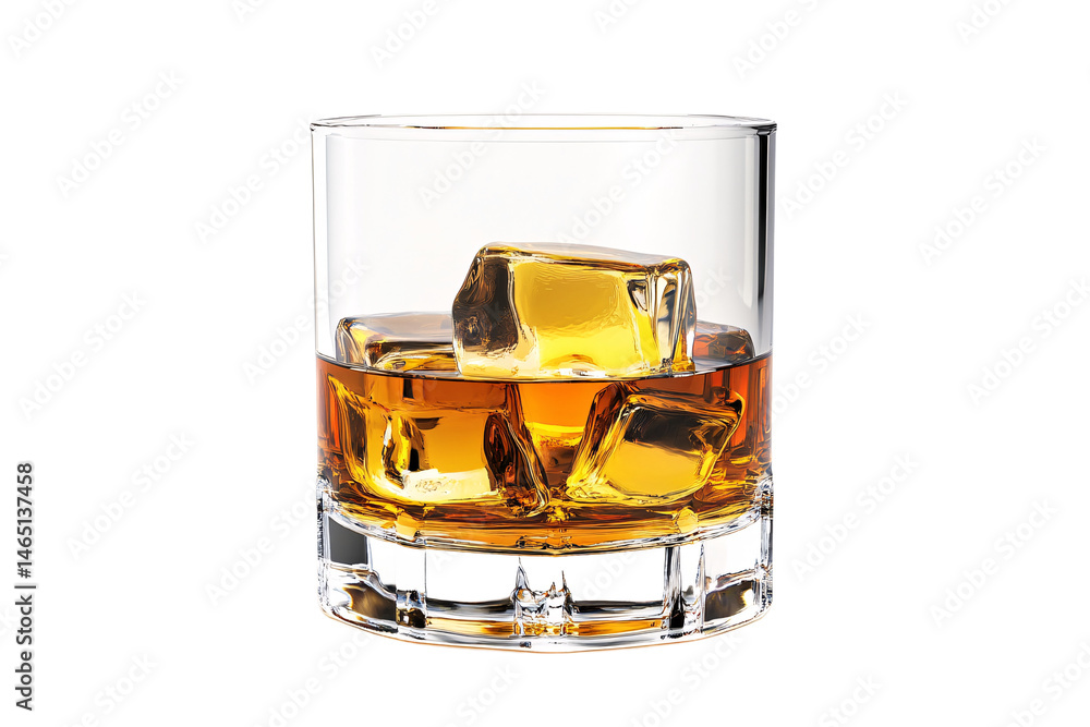Refreshing Whiskey Drink with Ice Cubes in a Rocks Glass Refreshing Whiskey Drink with Ice Cubes in a Rocks Glass