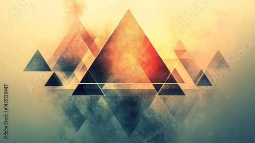 Abstract triangles layered in a hazy atmosphere