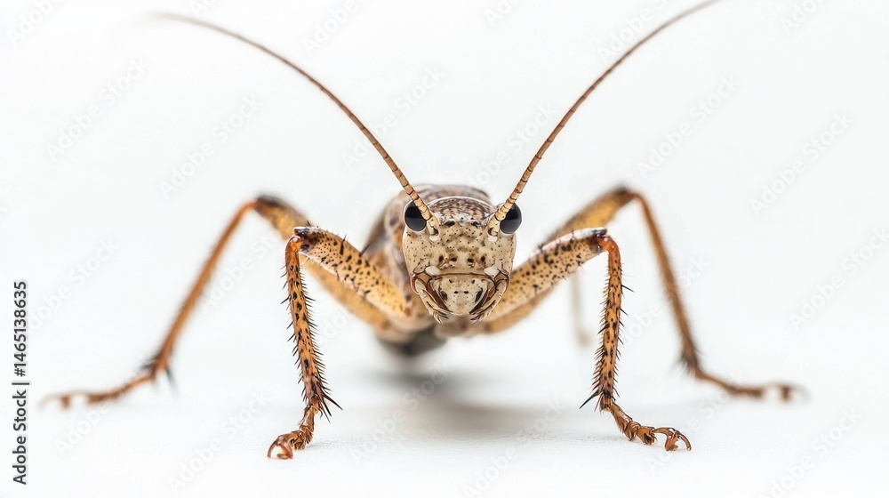 Naklejka premium A close-up of a mantophasmatid insect standing still on a white background