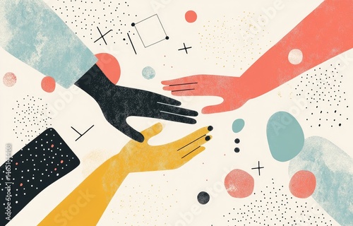 Diverse hands join in unity