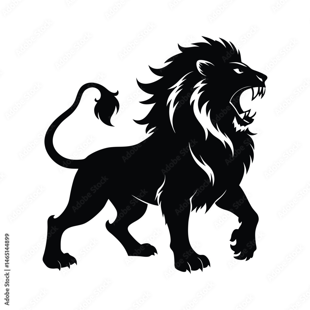 a lion roaring black vector art silhouette a lion roaring black vector art silhouette