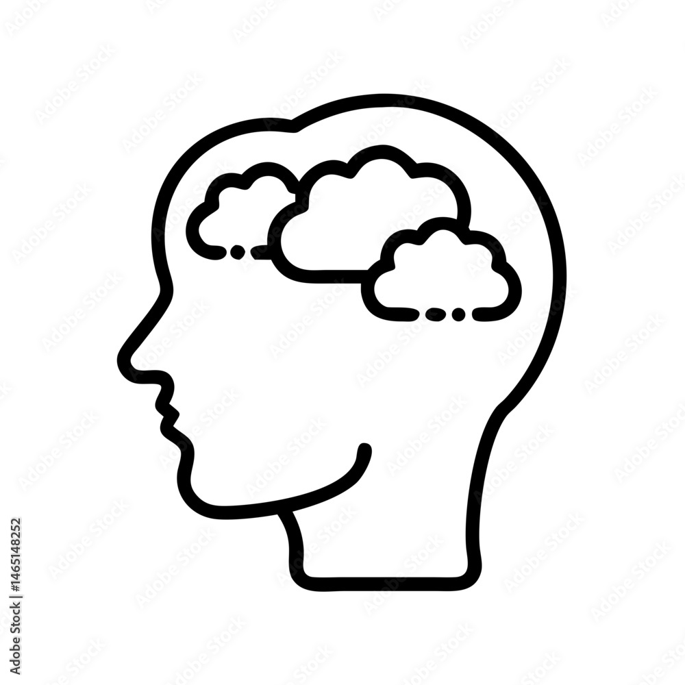Mind Concept with Clouds Representing Thoughts Mind Concept with Clouds Representing Thoughts
