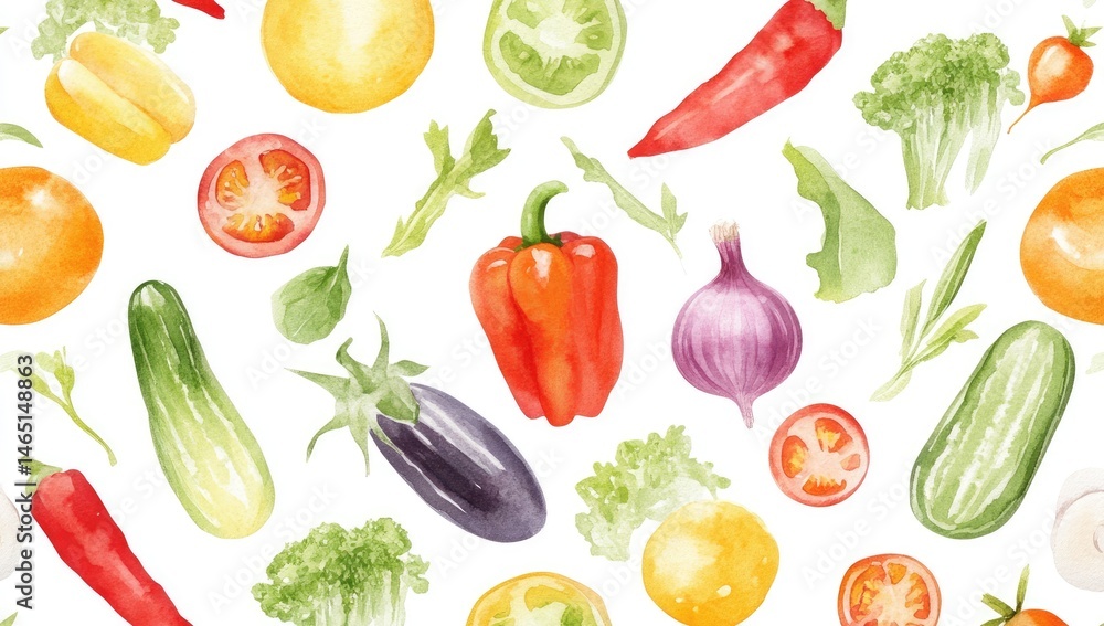 Watercolor vegetable pattern Watercolor vegetable pattern