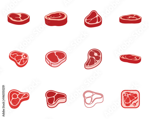 Red Meat Steak Icons vector art illustration design 
