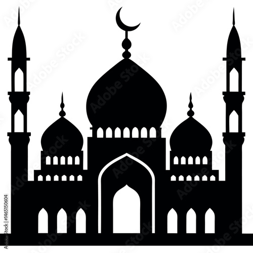 silhouette of mosque. silhouette of mosque in black bakground