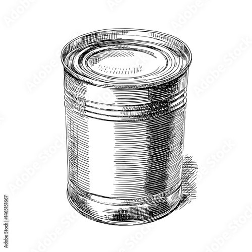 vector drawing black and white drawing of a tin can .Generative AI