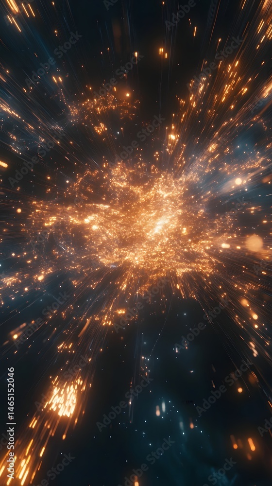 Naklejka premium A dramatic and cosmic explosion of brilliant glowing lights and radiant energy creating a mesmerizing and captivating visual spectacle