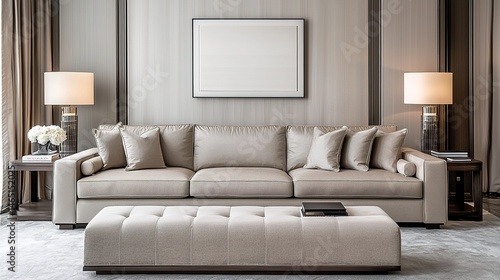 Elegant high-end custom-made furniture showcase in a luxurious living room environment