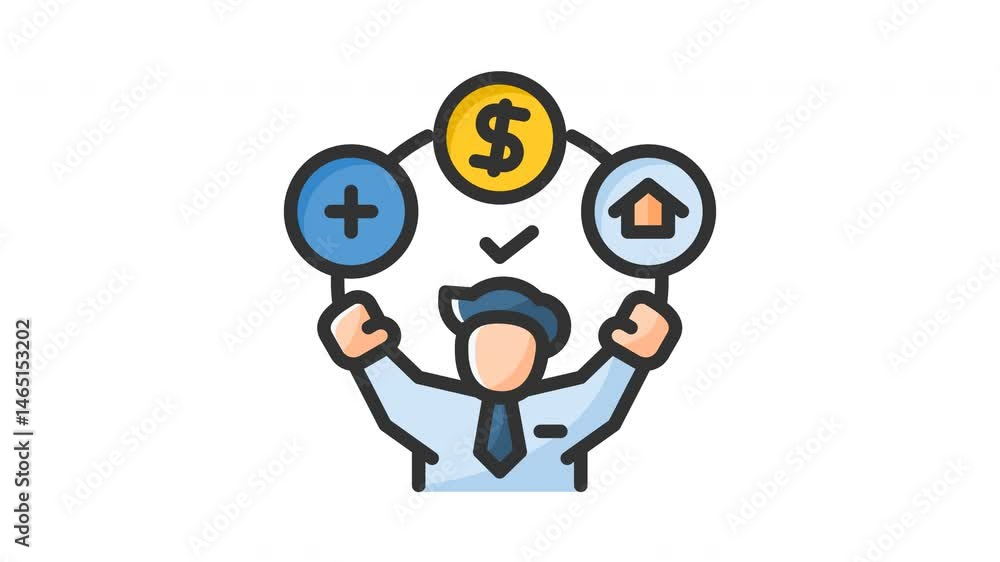 Animated welfare icon. Perfect for employee, business, team, company, job, teamwork, career, professional, corporate, manager, staff, office, partnership, management, businessman and development Animated welfare icon. Perfect for employee, business, team, company, job, teamwork, career, professional, corporate, manager, staff, office, partnership, management, businessman and development