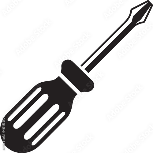 Screwdriver Silhouette Vector – Simple Black Construction Tool Illustration