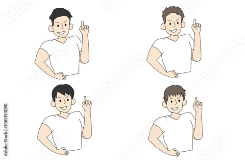 イケメンマッチョ4人がポイントを教えてくれてるイラスト