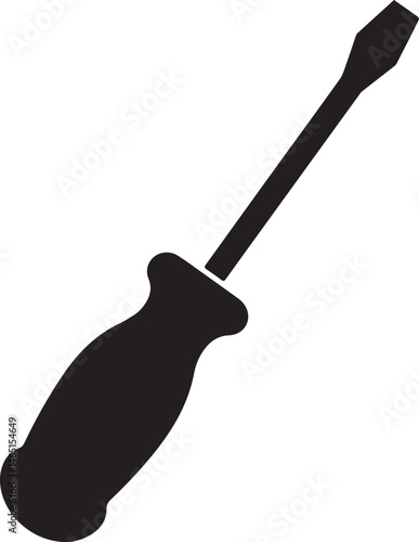 Screwdriver Silhouette Vector – Simple Black Construction Tool Illustration