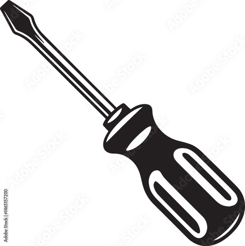 Screwdriver Silhouette Vector – Simple Black Construction Tool Illustration