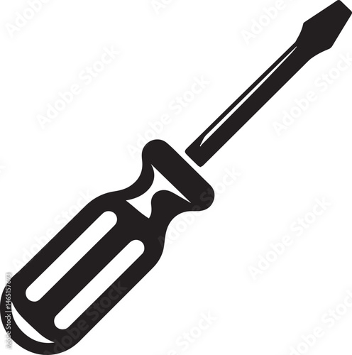 Screwdriver Silhouette Vector – Simple Black Construction Tool Illustration