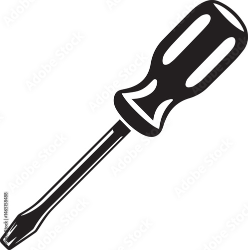 Screwdriver Silhouette Vector – Simple Black Construction Tool Illustration