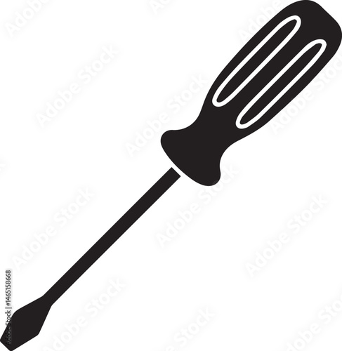 Screwdriver Silhouette Vector – Simple Black Construction Tool Illustration