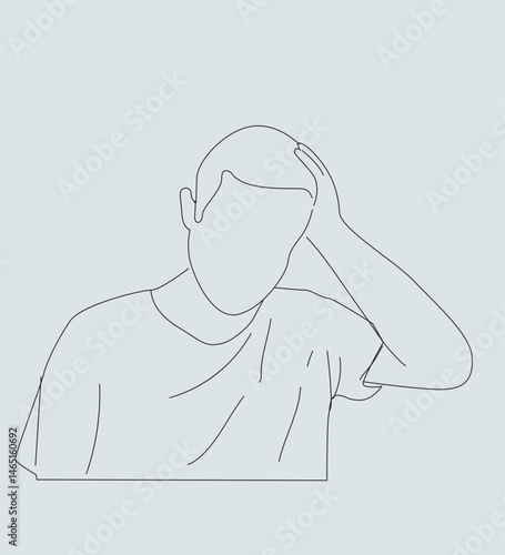man with headache.Headache. Fatigue or migraine. Upset man put his hand to his head