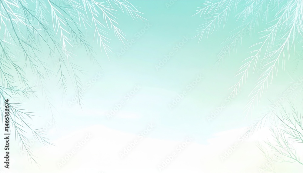Fototapeta Tranquil nature scene with frosty branches serene landscape digital illustration calm environment aesthetic viewpoint peaceful concept