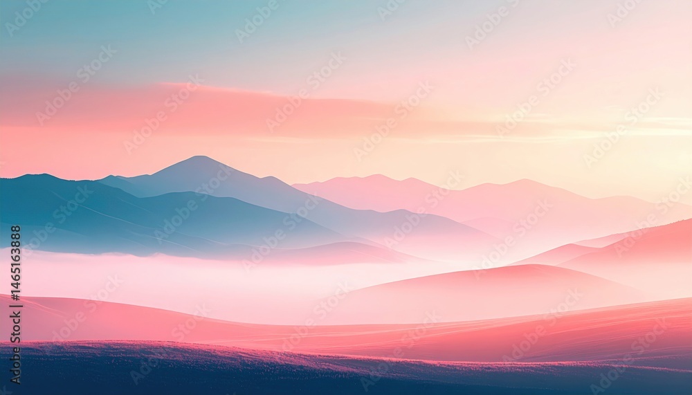Obraz premium Breathtaking sunrise over misty mountains nature landscape serene environment aesthetic viewpoint