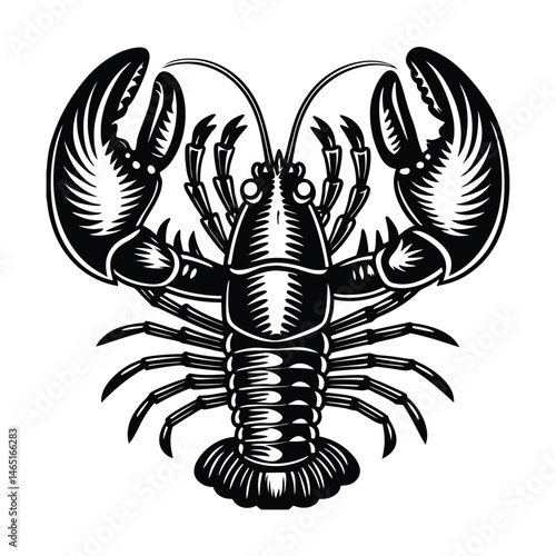 a lobster isolated white background vector art silhouette