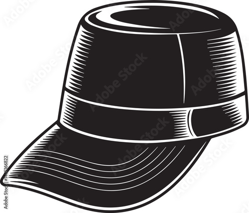 Golf Hat Silhouette Vector – Simple Black Sports Cap Illustration - EPS Format File