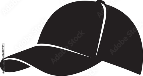 Golf Hat Silhouette Vector – Simple Black Sports Cap Illustration - EPS Format File