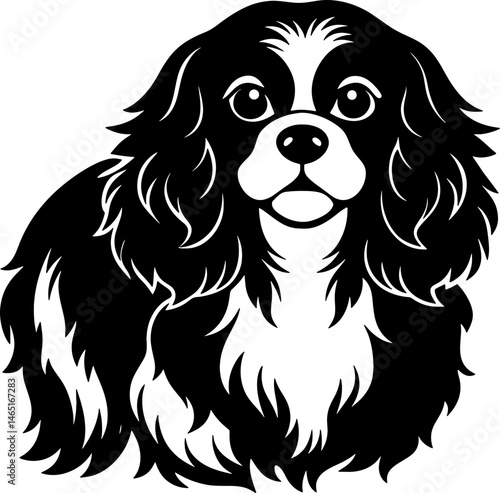 cavalier king charles spaniel simple black silhouette, Black silhouette vector icon, silhouette illustration, Animal silhouette