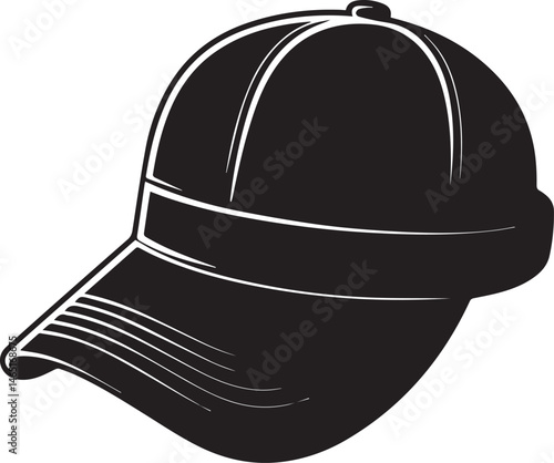 Golf Hat Silhouette Vector – Simple Black Sports Cap Illustration - EPS Format File