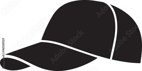 Golf Hat Silhouette Vector – Simple Black Sports Cap Illustration - EPS Format File