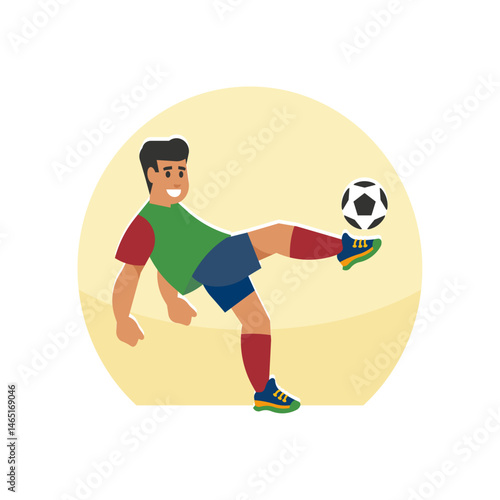Illustration of a Soccer Player Kicking the Ball