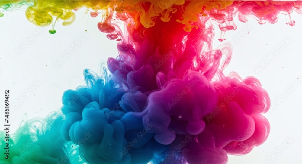 Colorful Ink Flowing in Water Abstract Background Creates Artistic Texture Colorful Ink Flowing in Water Abstract Background Creates Artistic Texture