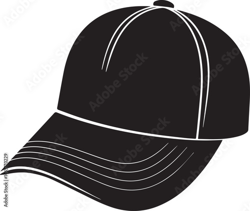 Golf Hat Silhouette Vector – Simple Black Sports Cap Illustration - EPS Format File
