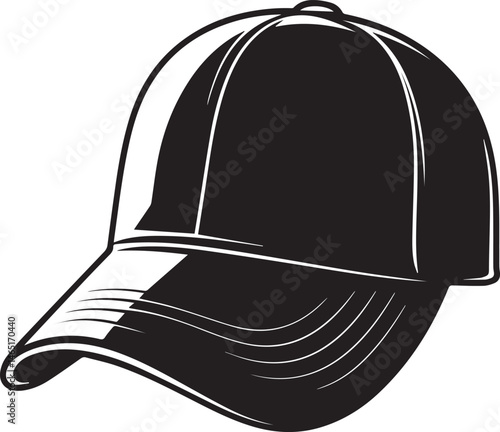 Golf Hat Silhouette Vector – Simple Black Sports Cap Illustration - EPS Format File