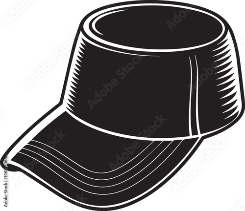 Golf Hat Silhouette Vector – Simple Black Sports Cap Illustration - EPS Format File