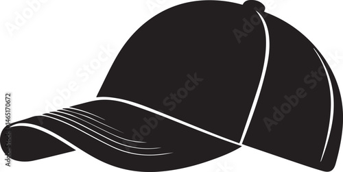 Golf Hat Silhouette Vector – Simple Black Sports Cap Illustration - EPS Format File