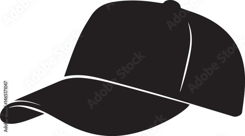 Golf Hat Silhouette Vector – Simple Black Sports Cap Illustration - EPS Format File
