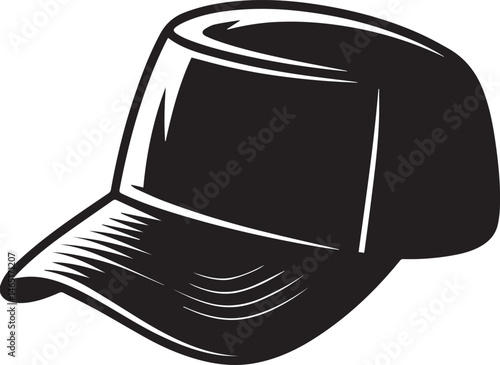 Golf Hat Silhouette Vector – Simple Black Sports Cap Illustration - EPS Format File