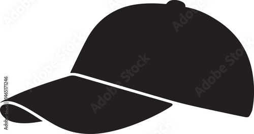Golf Hat Silhouette Vector – Simple Black Sports Cap Illustration - EPS Format File