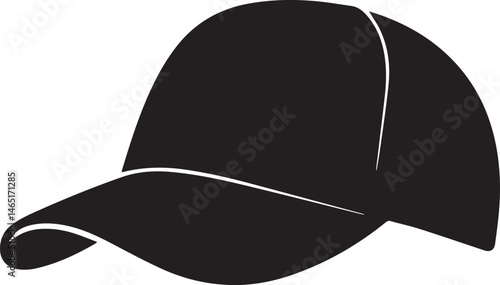 Golf Hat Silhouette Vector – Simple Black Sports Cap Illustration - EPS Format File