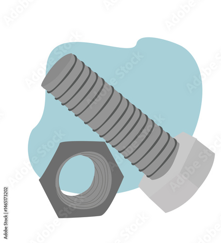 stainless steel bolt and nut icon. screw-nuts and bolts.