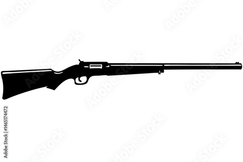 Black rifle vector silhouette with a long barrel on white, rifle, silhouette, vector, weapon, gun, long barrel, firearm, isolated, military, black, design, army, hunting, target, danger, symbol, equip