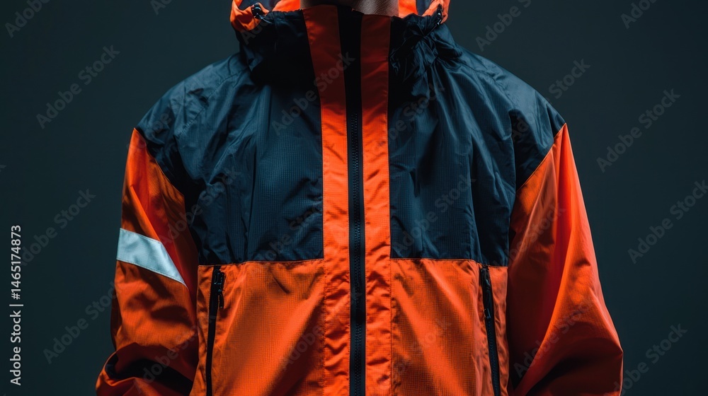 Fototapeta premium Sporty windbreaker with reflective stripes