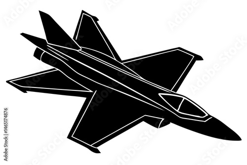 Fighter jet side profile silhouette design modern sleek outline style, fighter jet, jet, military, aircraft, plane, silhouette, outline, vector, side profile, aviation, war, modern, sleek, design