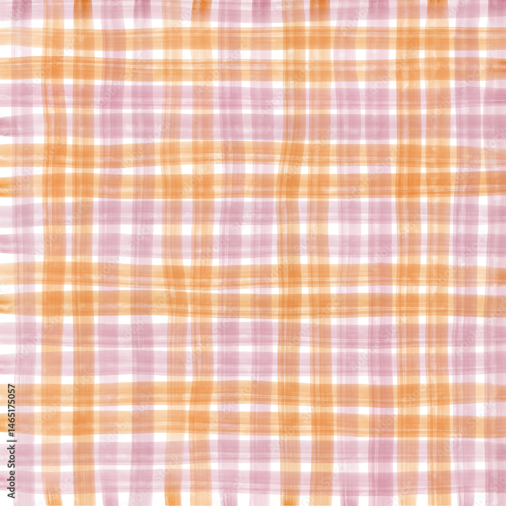 Pink Orange Plaid Gingham Check Hand Drawn Background Pattern Overlay Pink Orange Plaid Gingham Check Hand Drawn Background Pattern Overlay