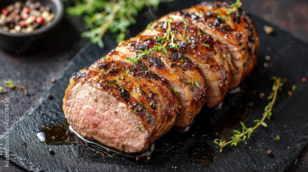 Pork tenderloin with honey glaze and thyme
