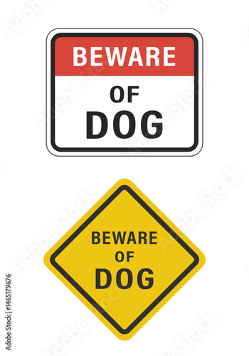 Beware of dog sign. Flat vector illustration. White background.