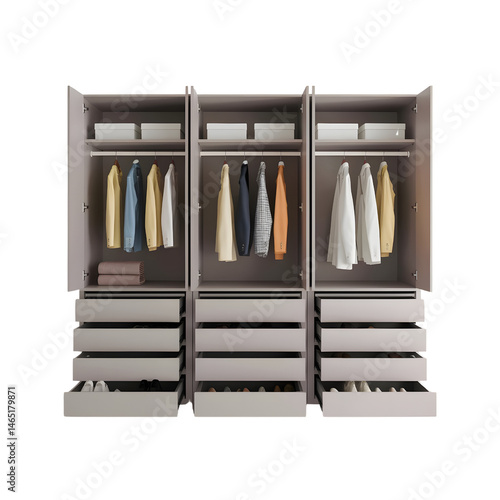 Closed Wardrobe Isolated on White Background