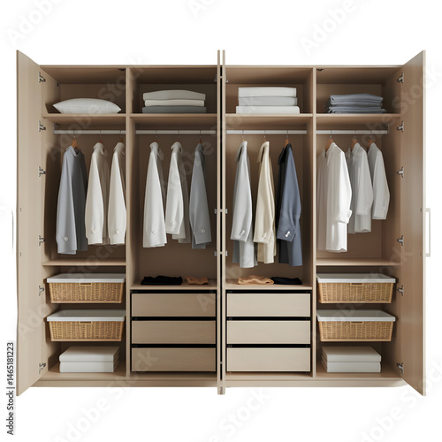 Closed Wardrobe Isolated on White Background