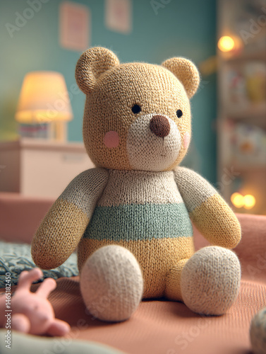 peluche dans une chambre d'enfant - IA generated