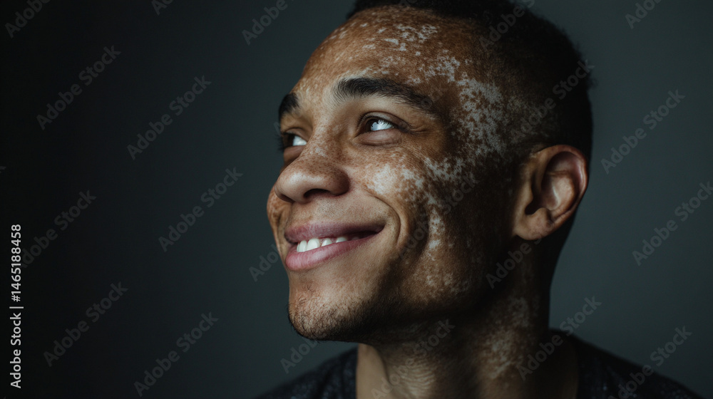 Person of color with albinism posing confidently in natural light, bold inclusion image
Person of color with albinism posing confidently in natural light, bold inclusion image